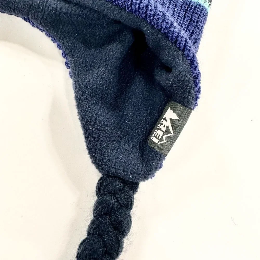 REI kids knit hat with tassels OS